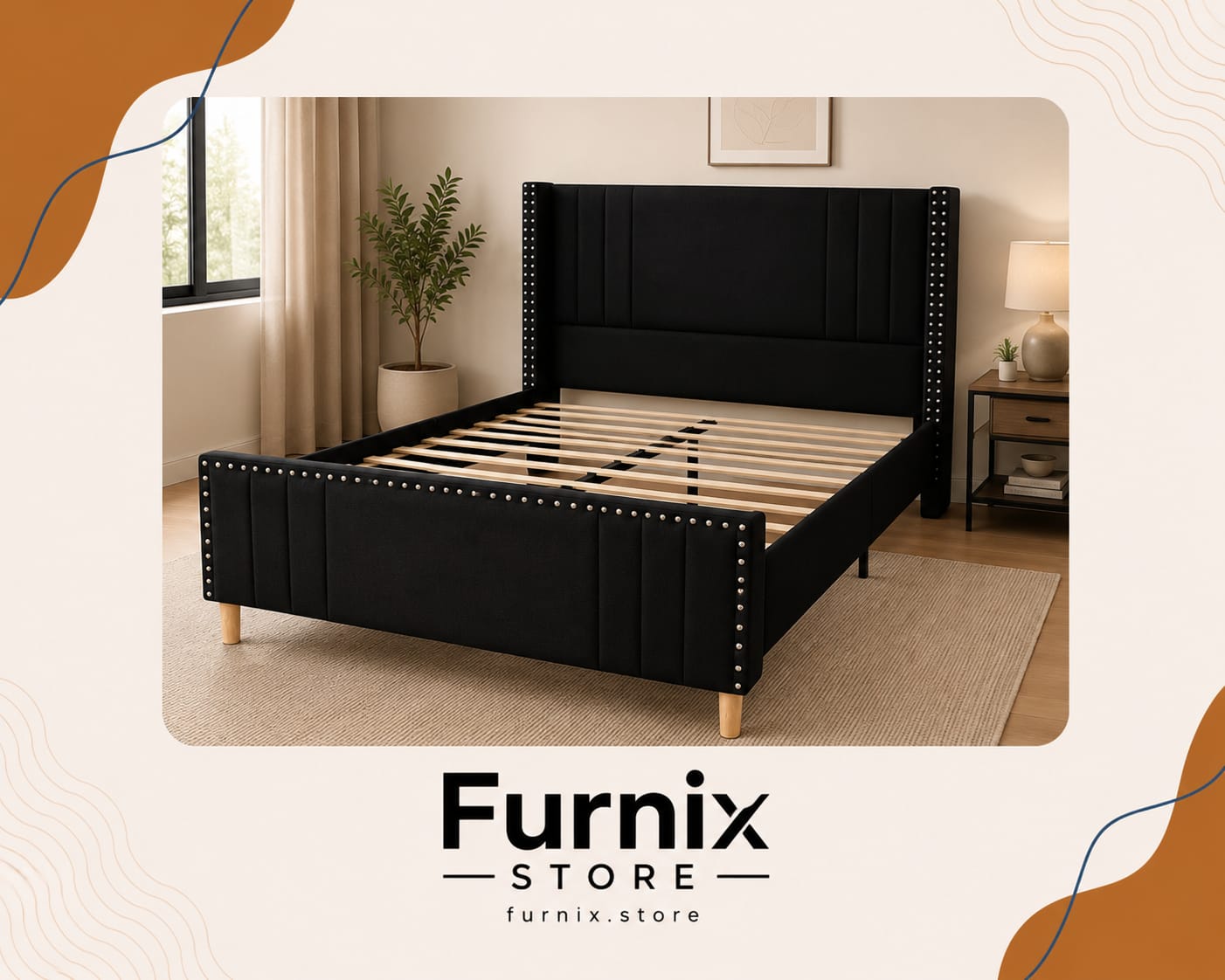 NEW TALL BLACK BOUNCLE FEBRIC, DOES NOT BOX SPRING
