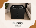NEW BLACK & GREY PVC NIGHTSTAND - 3 DRAWER WITH FEATURE