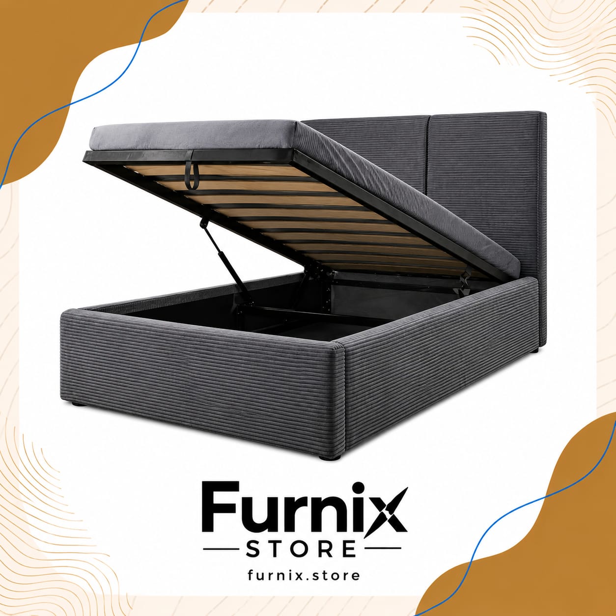 LT 148 GREY FEBRIC STORAGE UPLIFT BED