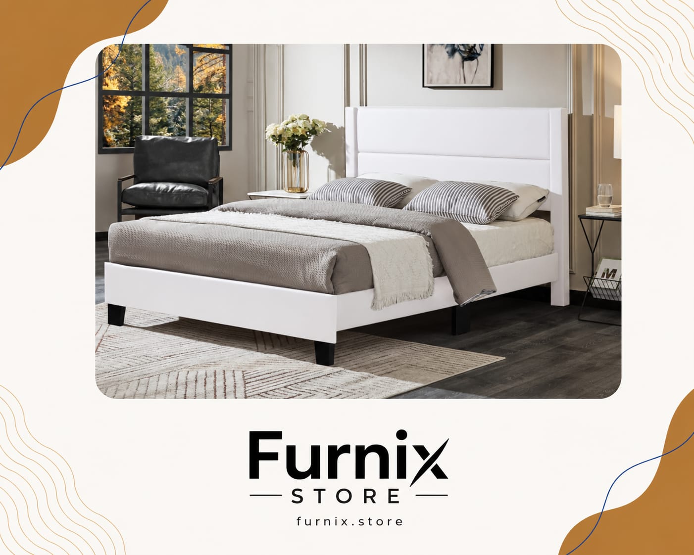 WHITE LEATHER PVC FRAME ALL SIZE