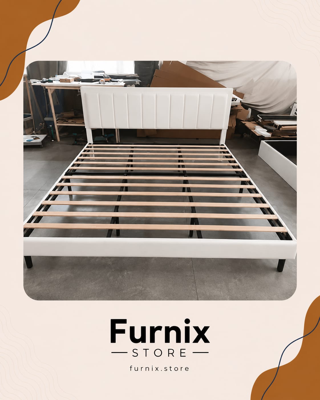 NEW WHITE PC FRAME(no box spring required)
