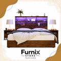 DYNAMIC BROWN 4 DRAWER WOOD FRAME LED LIGHT AND CHARGING PORT